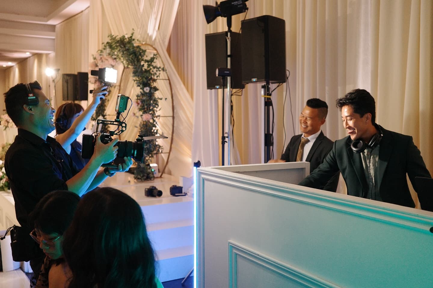 Radiate Productions DJ and MC setup at a wedding